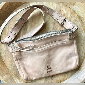 We The Free Leather Belt Bag/Crossbody Women’s Adjustable Length Natural/Pink